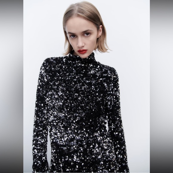 Zara Open Back Sequin Knit Dress Limited Edition NWT - Picture 4 of 15